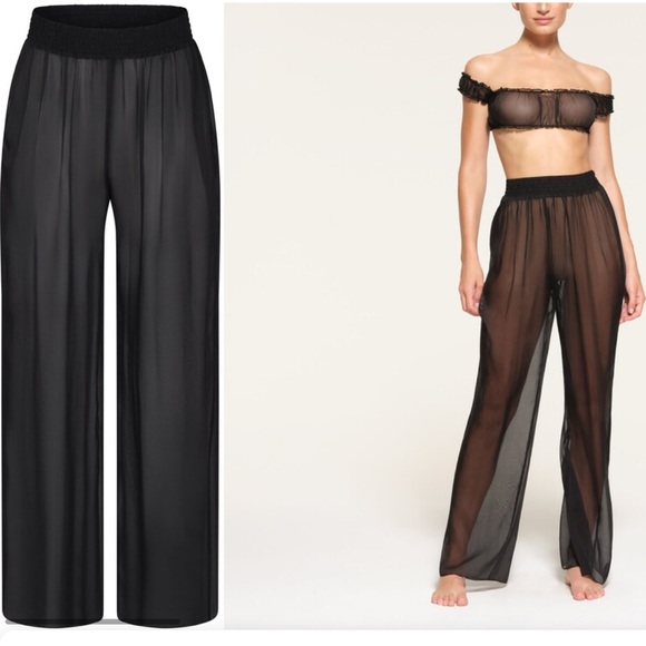 NWT SKIMS Romance Onyx black sheer silk pants - small - Picture 1 of 8